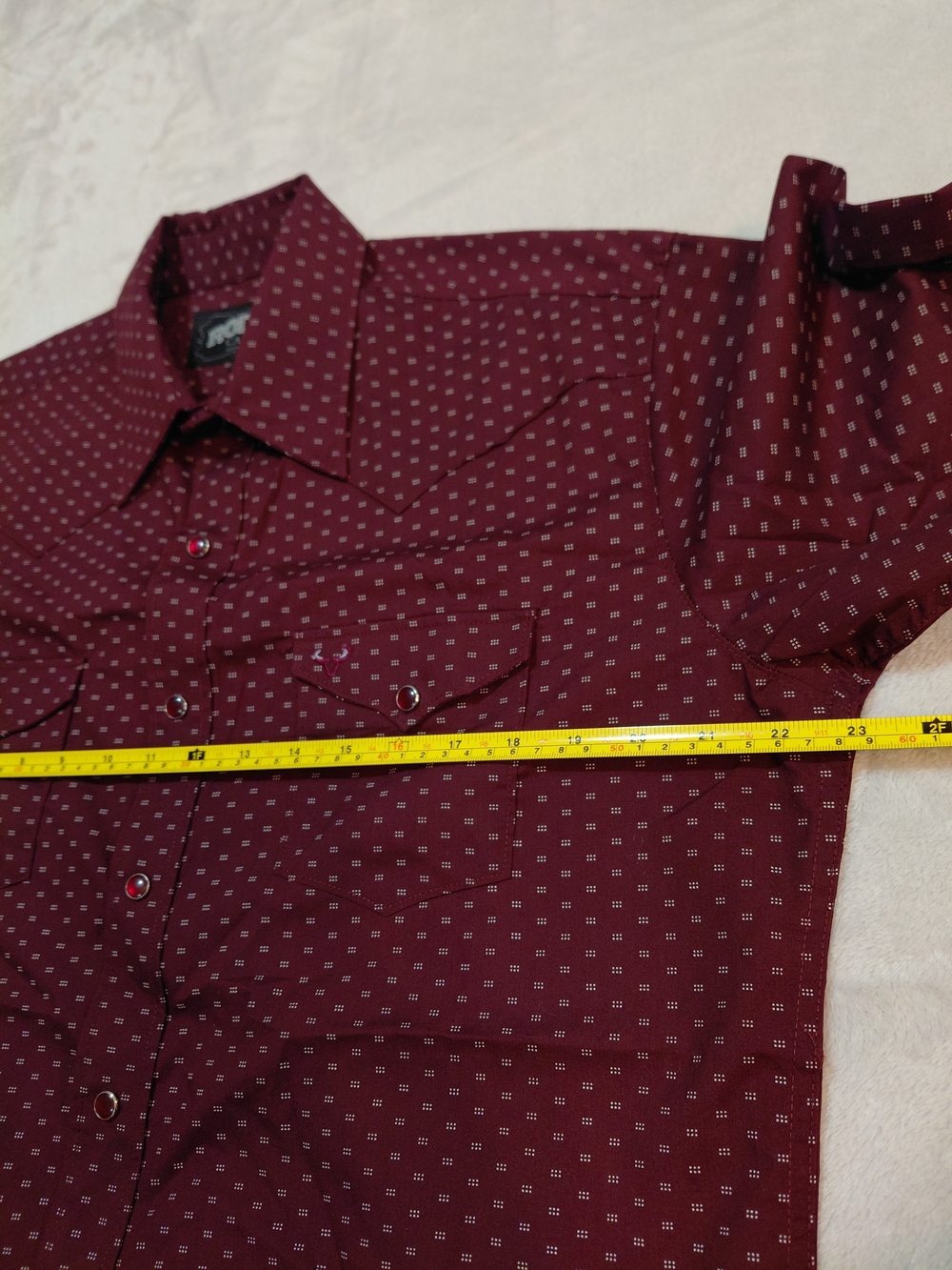 Men's Burgundy Printed Western Shirt - Picture 6 of 9